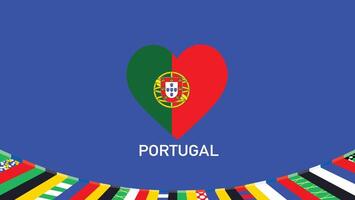 Portugal emblema coração equipes europeu nações 2024 símbolo abstrato países europeu Alemanha futebol logotipo Projeto ilustração vetor