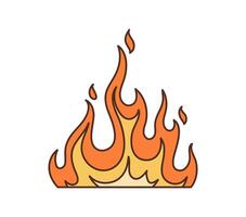 retro groovy fogo chamas, hippie desenho animado símbolo vetor