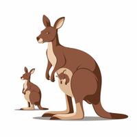 plano ilustração do desenho animado canguru branco fundo vetor