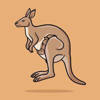 plano ilustração do desenho animado canguru branco fundo vetor