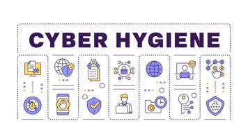 cyber higiene palavra conceito isolado em branco. Internet privacidade, cíber segurança. dados proteção. criativo ilustração bandeira cercado de editável linha colorida ícones vetor