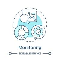 bpm monitoramento suave azul conceito ícone. automação ferramentas, desempenho Métricas. tempo real dados. volta forma linha ilustração. abstrato ideia. gráfico Projeto. fácil para usar dentro infográfico, artigo vetor