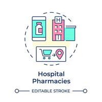 hospital farmácias multi cor conceito ícone. cuidados de saúde instalações, longo prazo Cuidado. volta forma linha ilustração. abstrato ideia. gráfico Projeto. fácil para usar dentro infográfico, artigo vetor