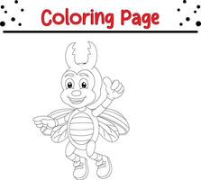 besouro coloração página. insetos e inseto coloração livro para crianças vetor