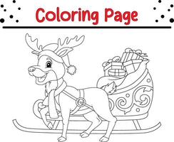 Natal trenó com presentes coloração livro página para crianças vetor