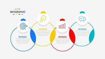 quatro degrau infográfico elemento Projeto modelo para apresentação. processo diagrama e apresentações etapa, fluxo de trabalho disposição, bandeira, fluxo gráfico, informação gráfico ilustração. vetor