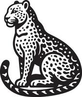 leopardo sentado silhueta ilustração em branco fundo. vetor
