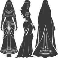 silhueta independente egípcio mulheres vestindo para B sebleh Preto cor só vetor