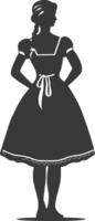 silhueta independente Alemanha mulheres vestindo dirndl Preto cor só vetor