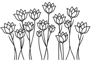 ilustração com flores tulipas esboço estilo Projeto vetor
