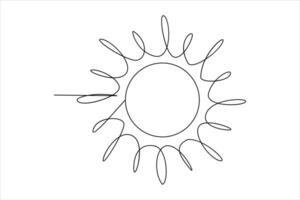 contínuo 1 linha desenhando Sol arte verão Sol contorno linha placa linha arte ilustração vetor