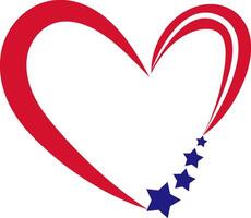 coração com americano bandeira cores e símbolo vetor