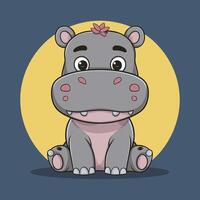 hipopótamo desenho animado personagem isolado em branco fundo vetor