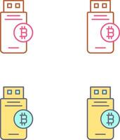 bitcoin USB dispositivo ícone Projeto vetor