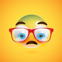 Emoticon amarelo 3D com óculos, ilustração vetorial vetor