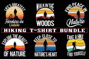 caminhada t camisa Projeto para impressão em demanda, aventura montanha ao ar livre caminhada personalizadas camiseta Projeto pacote, aventura é chamando caminhada vetor
