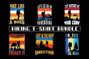 caminhada t camisa Projeto para impressão em demanda, aventura montanha ao ar livre caminhada personalizadas camiseta Projeto pacote, aventura é chamando caminhada vetor