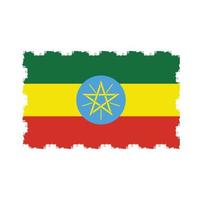 Traçados de pincel da bandeira da Etiópia pintados vetor