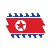 Vetor de bandeira da Coreia do Norte com pincel estilo aquarela