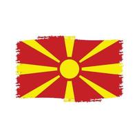 Vetor de bandeira do norte da Macedônia com pincel estilo aquarela