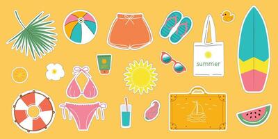verão conjunto do adesivos.brilhantes verão ícones para scrapbooking. coleção do elementos para verão feriados. vetor