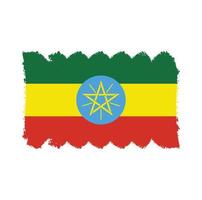 Traçados de pincel da bandeira da Etiópia pintados vetor