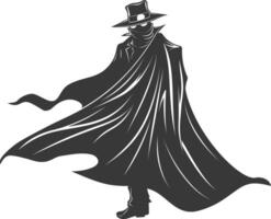 silhueta misterioso homem dentro uma capa Preto cor só vetor
