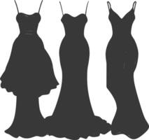 silhueta mulheres vestidos Preto cor só vetor