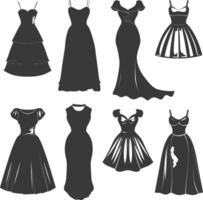 silhueta mulheres vestidos Preto cor só vetor