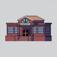 pixel arte ilustração biblioteca. pixelizada biblioteca. biblioteca construção pixelizada para a pixel arte jogos e ícone para local na rede Internet e jogo. velho escola retrô. vetor