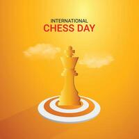internacional xadrez dia criativo Publicidades Projeto. internacional xadrez dia. 20 julho, , 3d ilustração vetor