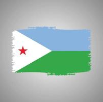 Vetor de bandeira djibouti com pincel estilo aquarela