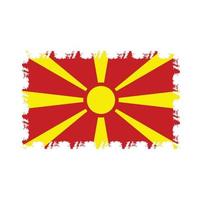 Vetor de bandeira do norte da Macedônia com pincel estilo aquarela