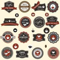 rótulos de café e elementos em estilo retro vetor