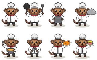 ilustração vetorial de desenho de macaco chef vetor