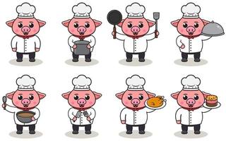 ilustração vetorial de desenho de porco chef vetor