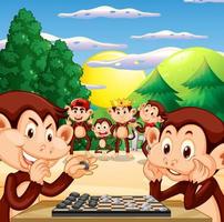 dois macacos jogando xadrez juntos vetor