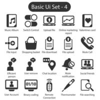 pacote básico de ícones de interface do usuário vetor