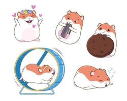 hamster, conjunto de ilustrações vetor