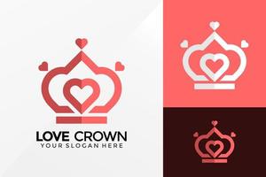 design de vetor de logotipo de coroa de amor de beleza. emblema de identidade de marca, conceito de projetos, logotipos, elemento de logotipo para modelo.