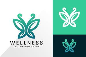 design de logotipo de bem-estar de borboleta de beleza, conceito de design de logotipos criativos para modelo vetor