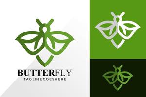 design de logotipo de folha de borboleta, conceito de design de logotipos abstratos para modelo vetor