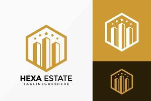 projeto do vetor do logotipo do hexágono imobiliário. emblema de identidade de marca, conceito de projetos, logotipos, elemento de logotipo para modelo.