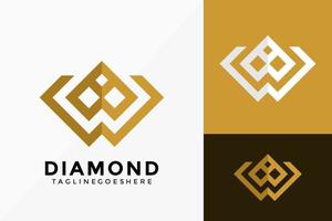 abstrato luxo letra w design de logotipo de diamante. emblema de identidade de marca, conceito de projetos, logotipos, elemento de logotipo para modelo. vetor