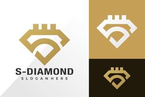 logotipo de diamante de luxo da letra s e conceito de vetor de design de ícone para modelo