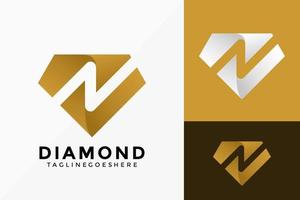 letra n desenho de vetor de logotipo de diamante. emblema de identidade de marca, conceito de projetos, logotipos, elemento de logotipo para modelo.