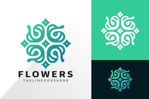 logotipo ornamental de boutique de flores e conceito de vetor de design de ícone para modelo