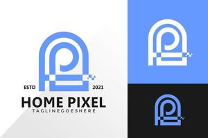 logotipo de pixel em casa e conceito de vetor de design de ícone para modelo