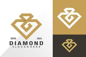 letra g diamante gemas logotipo e conceito de vetor de design de ícone para modelo