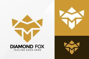 letra m design de logotipo de raposa de diamante, design de logotipos de identidade de marca modelo de ilustração vetorial vetor